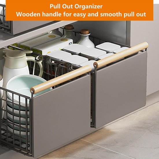 Unyqoos® Telescoop Lade Organizer voor Keuken en Badkamer Zonder Boren Met Uittrekbare Schuifrails