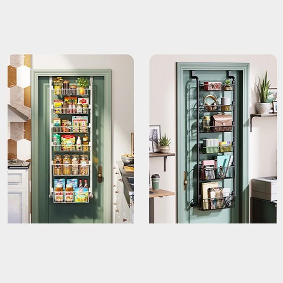Unyqoos® Deurhanger met verstelbare opbergrekken voor keuken, badkamer en slaapkamer, geschikt voor diverse toepassingen