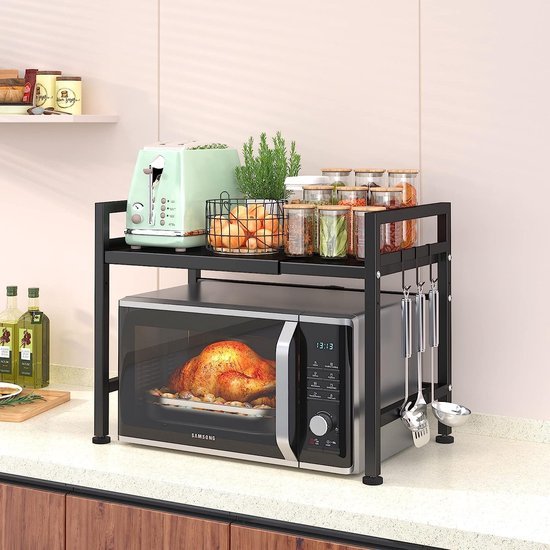 Unyqoos® Verstelbaar en Ruim Magnetronrek met Extra Opslagruimte voor de Keuken