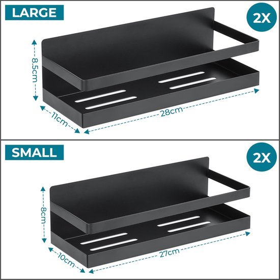 Unyqoos® Krachtige Magnetische Kruidenrek Set voor Optimaal Keukenbeheer - 4 Stuks Zwart