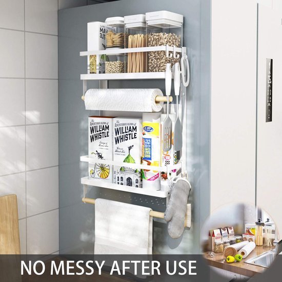 550x550-36570.jpg Unyqoos® Magnetisch keukenrek met vier niveaus en handige opberghaken