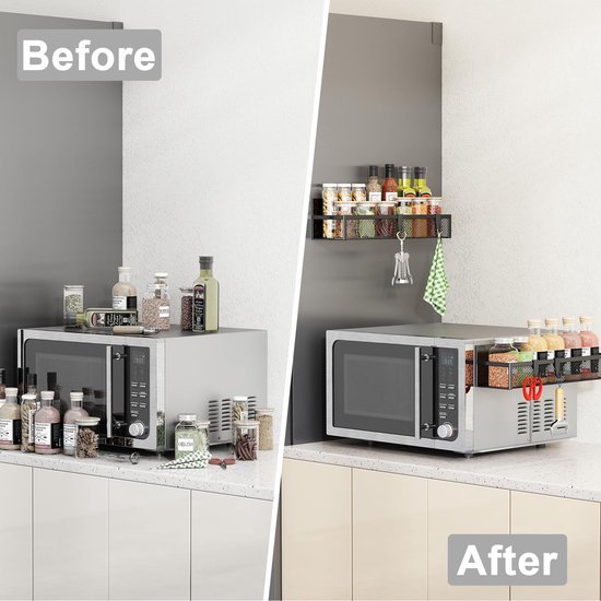 Unyqoos® Magnetische Keukenorganisatie Rekken Set voor Koelkast met Beweegbare Haken - Handige Opslagoplossing