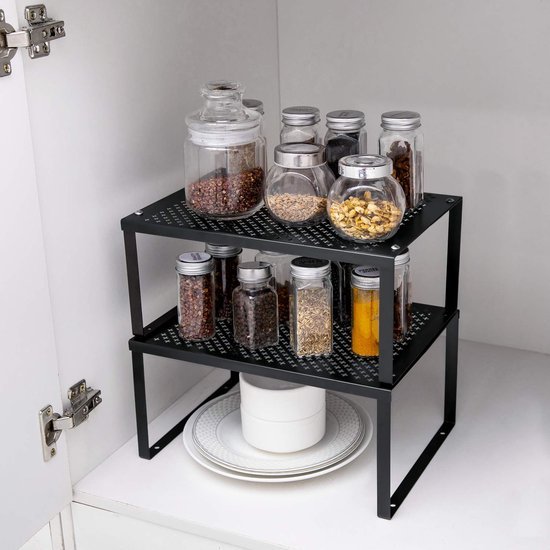 550x550-36599.jpg Unyqoos® Stapelbare en uittrekbare metalen keukenorganizer voor efficiënte opslag