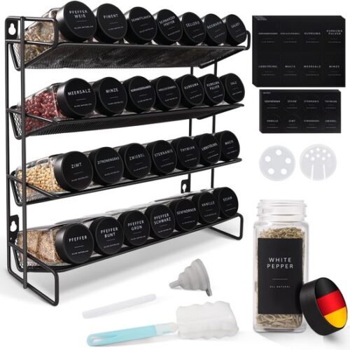 550x550-36626.jpg Unyqoos® Ruim kruidenrek met glazen potjes en uitgebreide etiketten voor keukenorganisatie