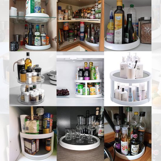Unyqoos® Dubbeldeks draaiplateau voor keuken en badkamer met veelzijdige opbergruimte
