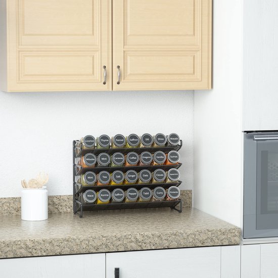 Unyqoos® Uitgebreide kruidenrek set met potjes, etiketten en accessoires voor keukenorganisatie