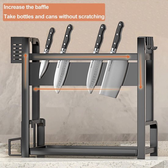 Unyqoos® Veelzijdig Keukenrek met Twee Lagen en Extra Opbergruimte voor Kruiden en Accessoires