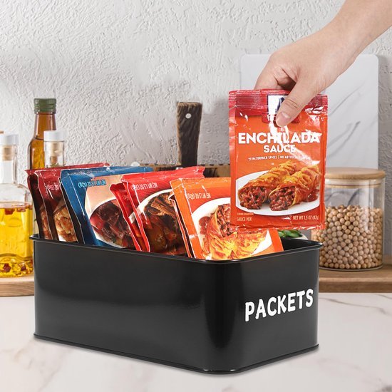550x550-36693.jpg Unyqoos® Zwarte metalen kruiden- en theezakjes organizer met vier vakken voor keukenopslag