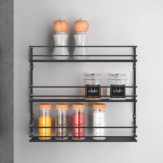 Unyqoos® Industrieel kruidenrek met drie etages en ingebouwde thermometer