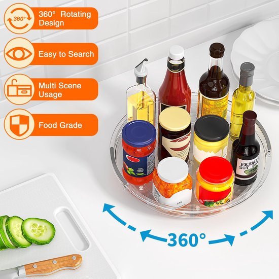 550x550-36754.jpg Unyqoos® Set van twee draaiplateaus voor keuken en koelkast met antislip en 360 graden rotatie