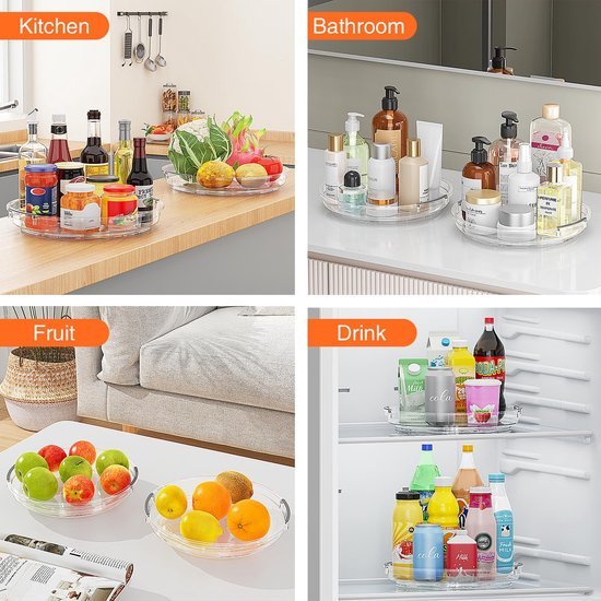 550x550-36758.jpg Unyqoos® Set van twee draaiplateaus voor keuken en koelkast met antislip en 360 graden rotatie
