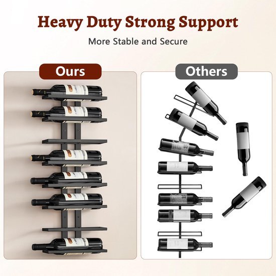 Unyqoos® Stijlvol hangend wijnrek met acht niveaus voor optimaal ruimtegebruik