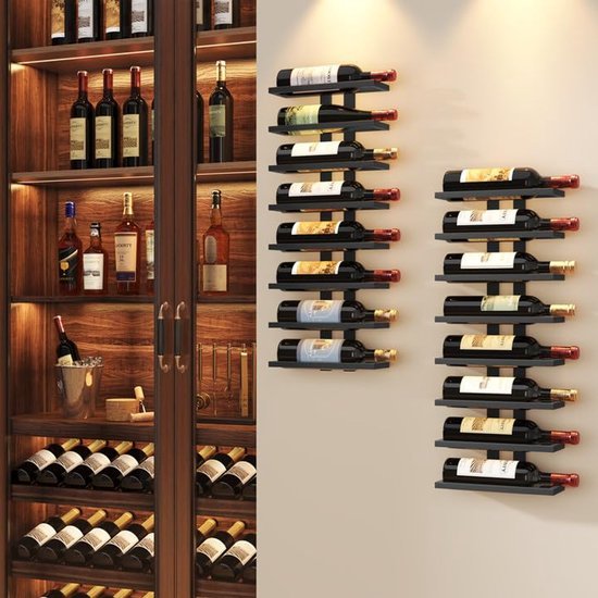 Unyqoos® Stijlvol hangend wijnrek met acht niveaus voor optimaal ruimtegebruik