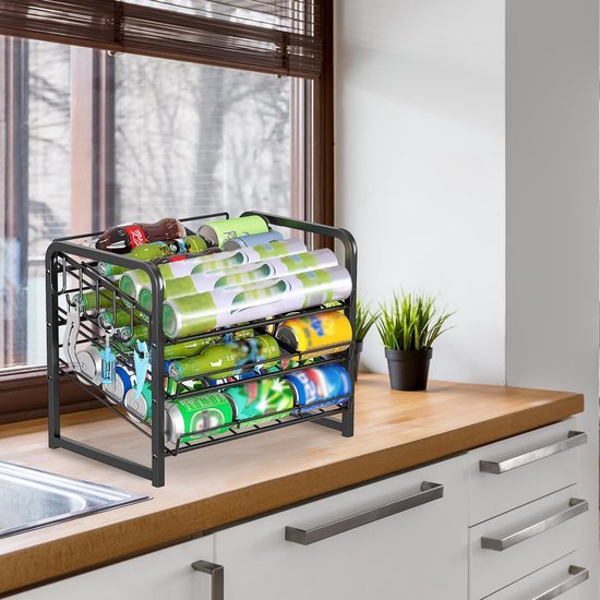 Unyqoos ® Multifunctioneel Opbergrek met 3 Niveaus voor Efficiënte Blikjesorganisatie