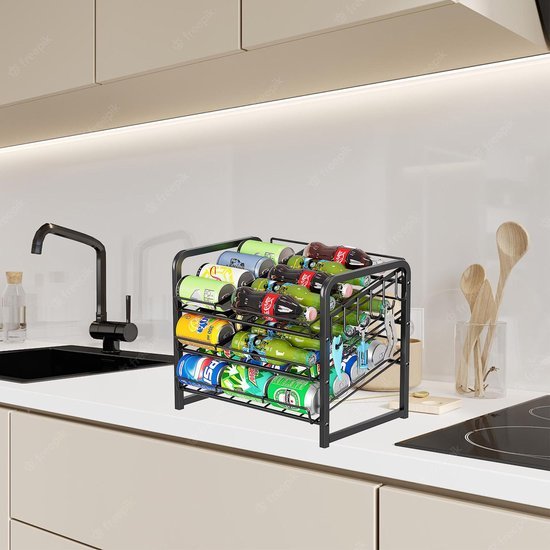 Unyqoos ® Multifunctioneel Opbergrek met 3 Niveaus voor Efficiënte Blikjesorganisatie