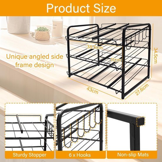 Unyqoos ® Multifunctioneel Opbergrek met 3 Niveaus voor Efficiënte Blikjesorganisatie