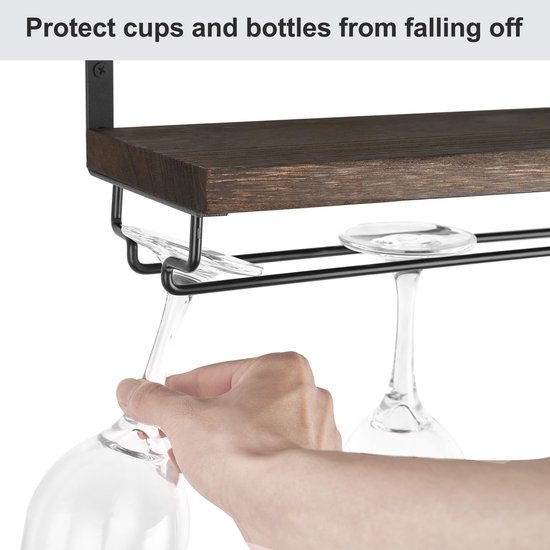 Unyqoos® Rustieke wandgemonteerde wijnrekken set van 2 voor stijlvolle wijnopslag