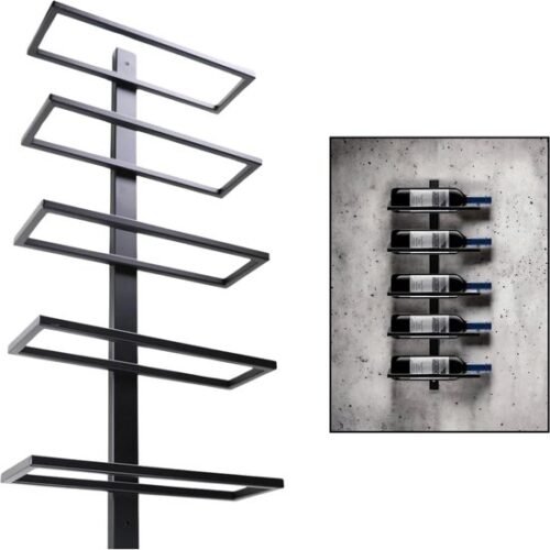 550x550-36905.jpg Unyqoos® Stijlvol wandrek voor vijf flessen wijn in matzwarte afwerking