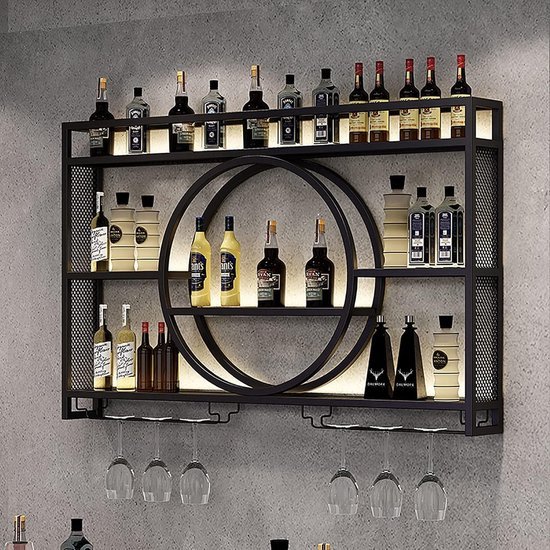 550x550-36920.jpg Unyqoos® Stijlvol wandgemonteerd wijnrek met zwevende planken en glazen houders