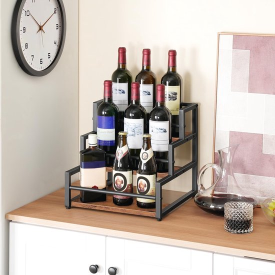 Unyqoos® Drie-laags flessenrek voor wijn en siroop met ruimte voor 12 flessen