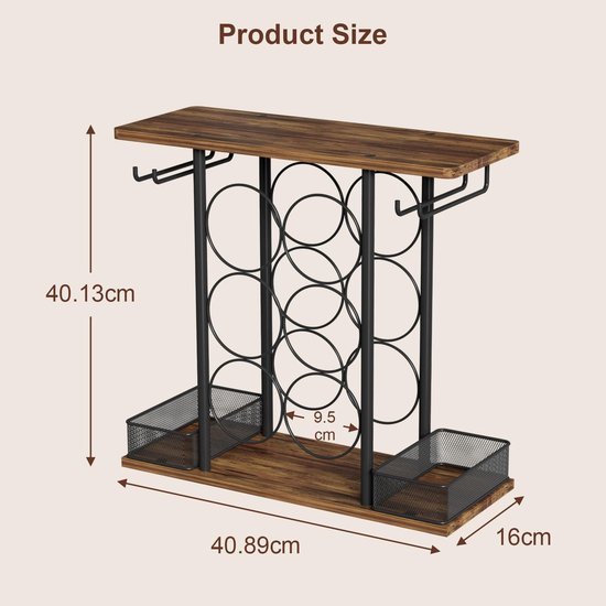 550x550-36943.jpg Unyqoos® Stijlvol houten wijnrek met ruimte voor flessen en glazen voor elke ruimte