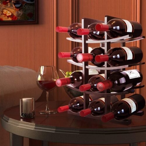 550x550-36978.jpg Unyqoos® Stijlvol houten wijnrek voor 12 flessen met compact design en eenvoudige montage