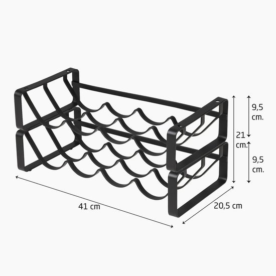 550x550-36988.jpg Unyqoos® Stijlvol en stapelbaar flessenrek van zwart staal voor 8 flessen per rek