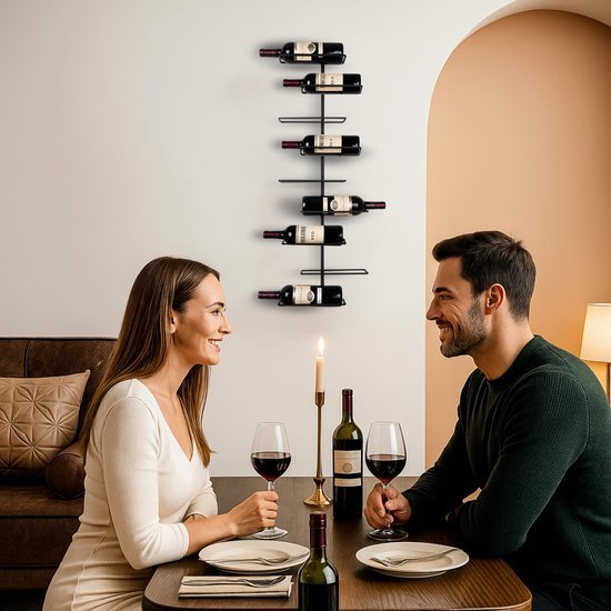 550x550-37026.jpg Unyqoos® Elegant en ruimtebesparend zwart metalen wijnrek voor 9 flessen aan de muur