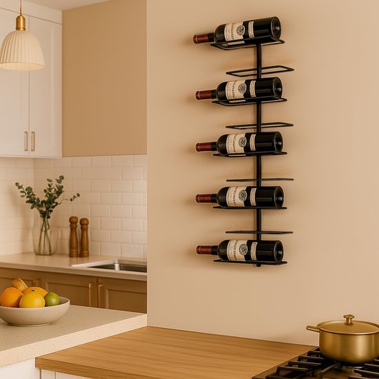 550x550-37028.jpg Unyqoos® Elegant en ruimtebesparend zwart metalen wijnrek voor 9 flessen aan de muur