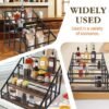 Unyqoos® Stijlvol houten wijnrek met metalen houders en dienblad voor keuken en bar
