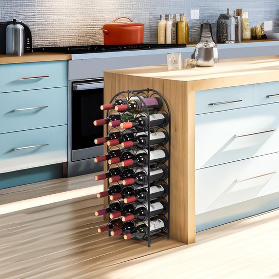 550x550-37063.jpg Unyqoos® Vrijstaand metalen wijnrek voor 23 flessen ideaal voor keuken of bar