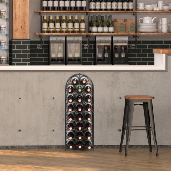 550x550-37065.jpg Unyqoos® Vrijstaand metalen wijnrek voor 23 flessen ideaal voor keuken of bar