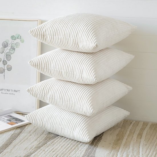 Unyqoos ® Set van 4 Luxe Corduroy Sierkussenhoezen voor Woonkamer en Slaapkamer Decoratie