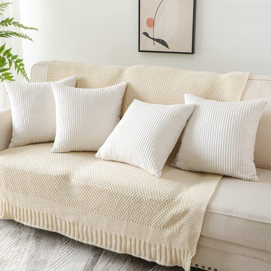 Unyqoos ® Set van 4 Luxe Corduroy Sierkussenhoezen voor Woonkamer en Slaapkamer Decoratie