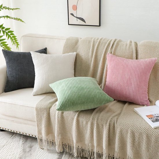 Unyqoos ® Set van 4 Luxe Corduroy Sierkussenhoezen voor Woonkamer en Slaapkamer Decoratie