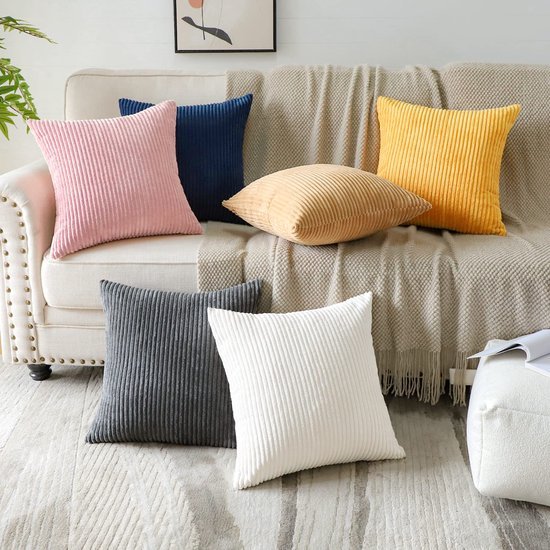 Unyqoos ® Set van 4 Luxe Corduroy Sierkussenhoezen voor Woonkamer en Slaapkamer Decoratie