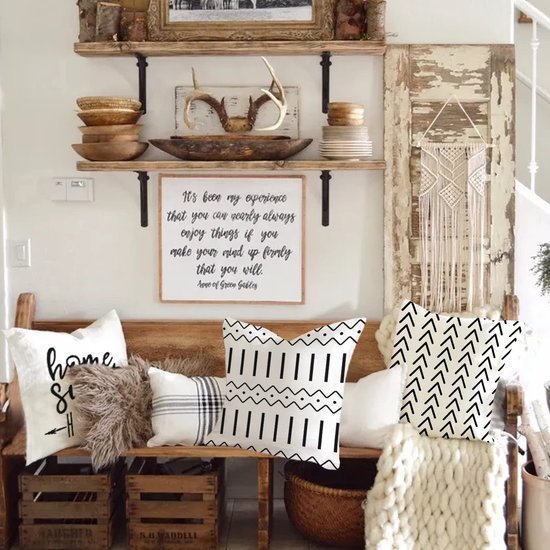 Unyqoos ® Set van 4 Luxe Linnen Kussenslopen voor Binnen en Buiten 40 x 40 cm