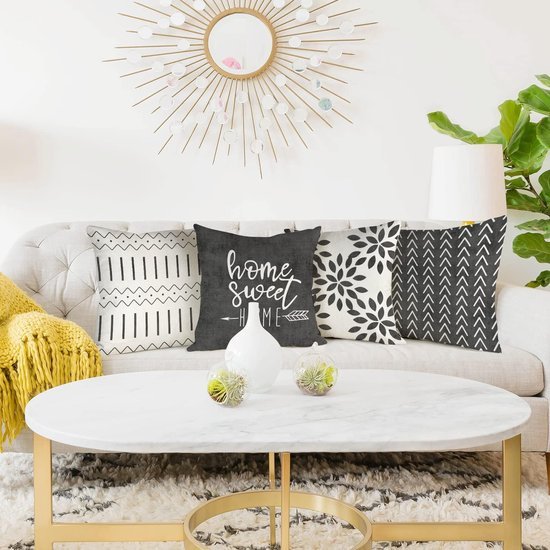 Unyqoos ® Set van 4 Luxe Linnen Sierkussenslopen voor Binnen- en Buitengebruik, 40 x 40 cm