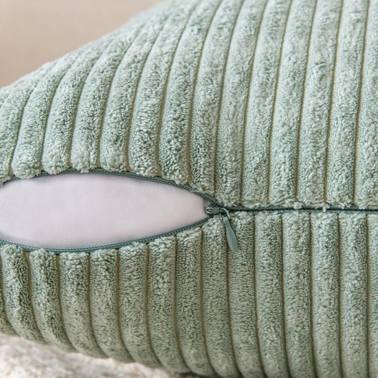 Unyqoos ® Sfeervolle Ribfluwelen Kussenhoezen voor Diverse Interieurstijlen, Lichtgroen, 45 x 45 cm, Set van 2