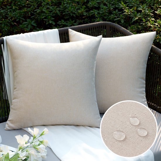 Unyqoos® Kussenslopen Set van 2 voor Buiten en Binnen, Waterafstotend en Stijlvol, 40 x 40 cm, Beige