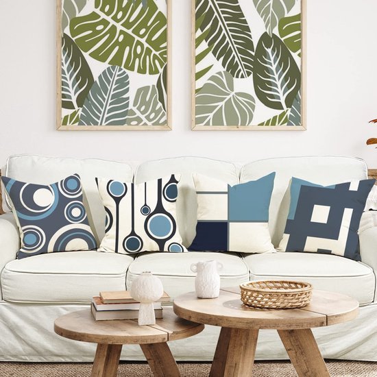 Unyqoos ® Set van 4 Stijlvolle Kussenhoezen met Geometrisch Design voor Binnen en Buiten, 40 x 40 cm