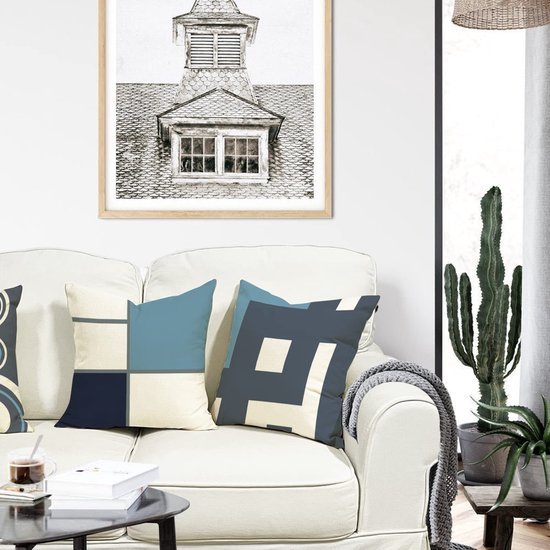 Unyqoos ® Set van 4 Stijlvolle Kussenhoezen met Geometrisch Design voor Binnen en Buiten, 40 x 40 cm