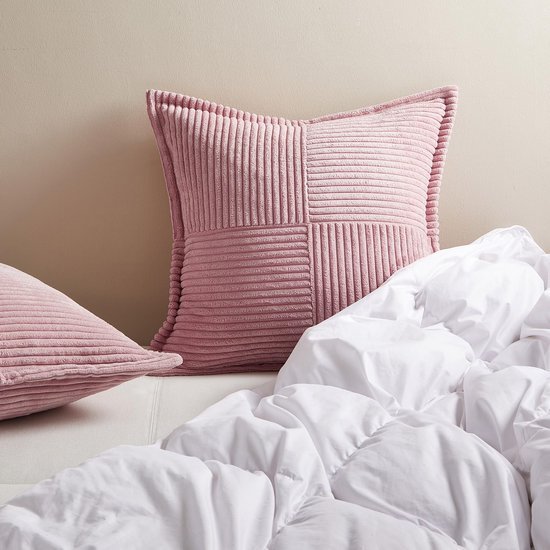 Unyqoos ® Set van 2 Zachte Corduroy Kussenslopen in Roze, 40 x 40 cm, voor Stijlvolle Decoratie