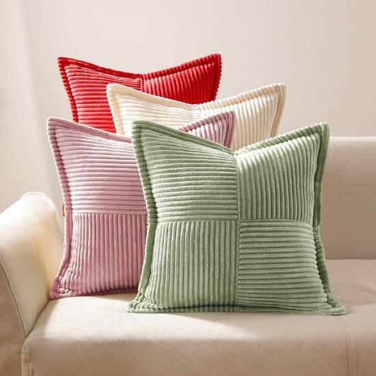 Unyqoos ® Set van 2 Zachte Corduroy Kussenslopen in Roze, 40 x 40 cm, voor Stijlvolle Decoratie