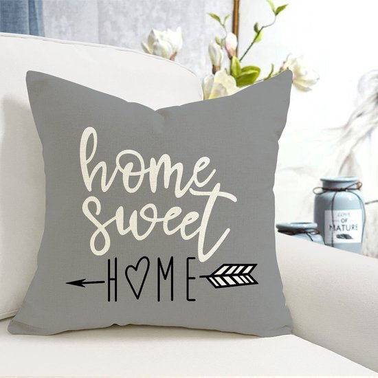 Unyqoos ® Set van 4 Linnen Sierkussenslopen voor Binnen en Buiten, Grijze Print, 40 x 40 cm