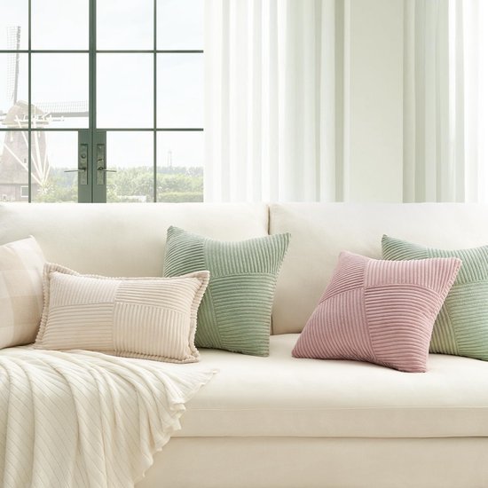 Unyqoos ® Kussenslopen Set van 2 - Zachte Corduroy Fluweel met Windmolenpatroon voor Woonkamer en Slaapkamer