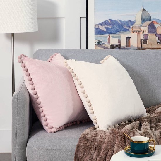 Unyqoos ® Luxueuze Fluwelen Kussenslopen Met Pompons Voor Huiselijke Sfeer en Comfort