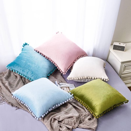 Unyqoos ® Luxueuze Fluwelen Kussenslopen Met Pompons Voor Huiselijke Sfeer en Comfort