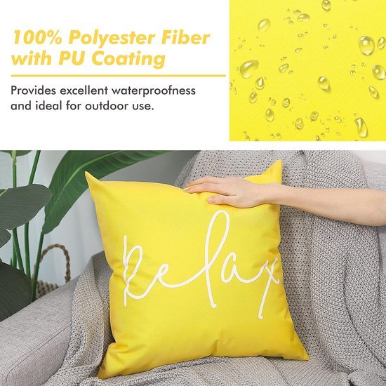 550x550-37280.jpg Unyqoos® Set van 2 Gele Waterbestendige Kussenhoezen met Elegante Print voor Binnen en Buiten