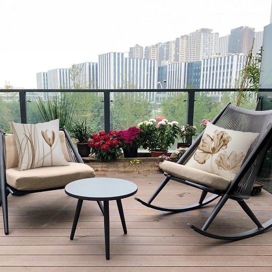 Unyqoos ® Set van 4 Luxe Linnen Bloemen Kussenhoezen voor Binnen en Buiten - 40 x 40 cm